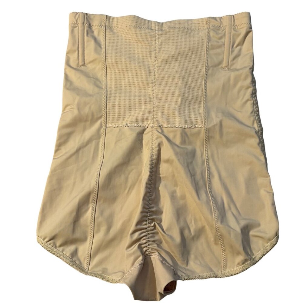 High-Waisted Beige Shapewear Shorts With Hook & Eye Closure Made In China Size L